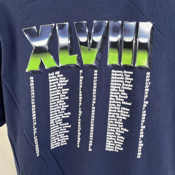 Mens Nike Seattle Seahawks Super Bowl XLVIII Champs T-Shirt Sz L - Picture 5 of 8